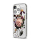 Vintage Flowers iPhone 14 Pro Glitter Tough Case Silver Angled Image