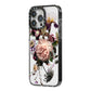 Vintage Flowers iPhone 14 Pro Max Black Impact Case Side Angle on Silver phone