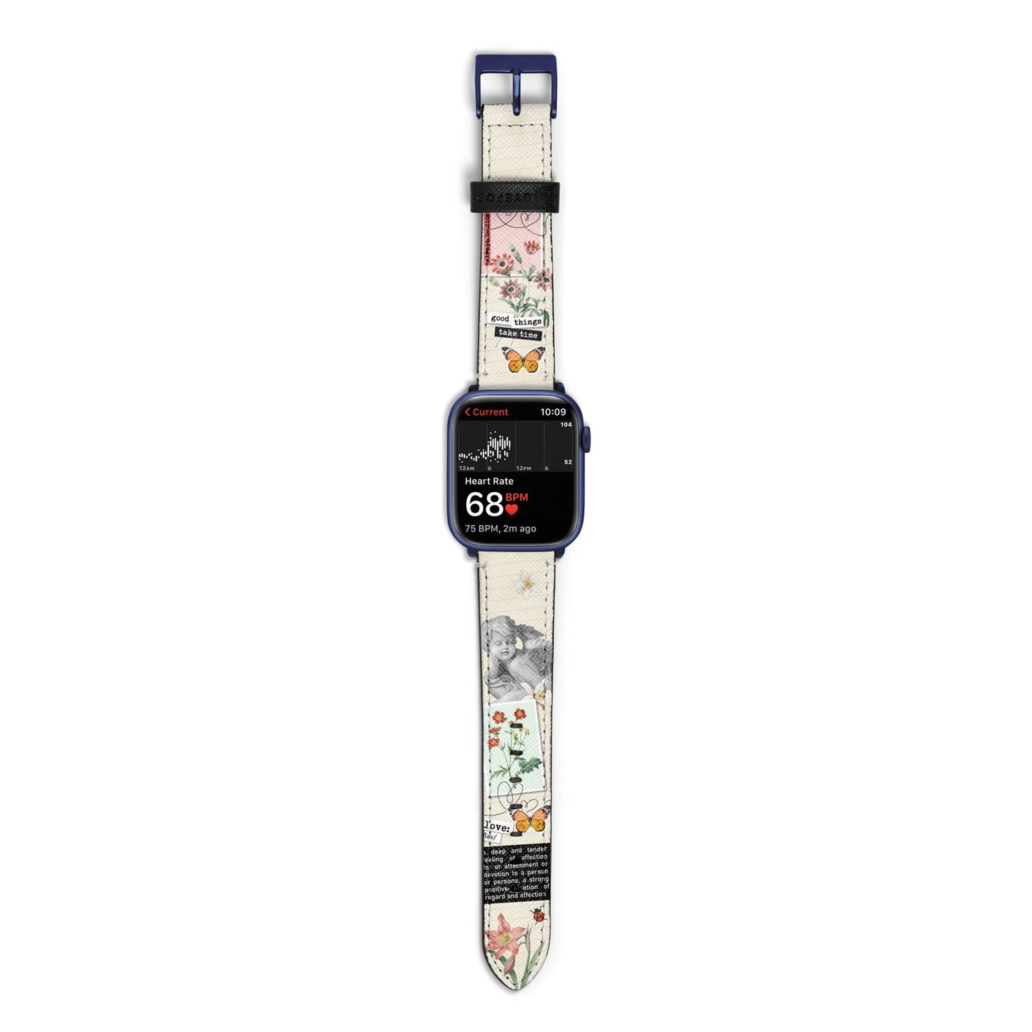 Vintage Love Collage Apple Watch Strap Size 38mm with Blue Hardware