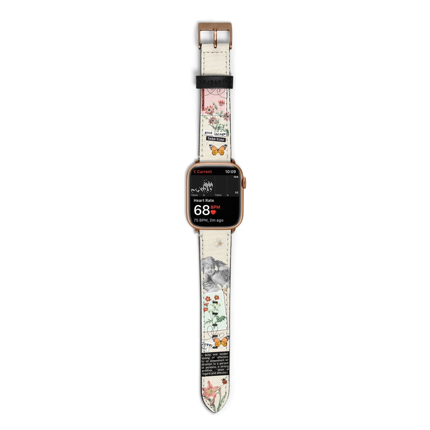 Vintage Love Collage Apple Watch Strap Size 38mm with Gold Hardware