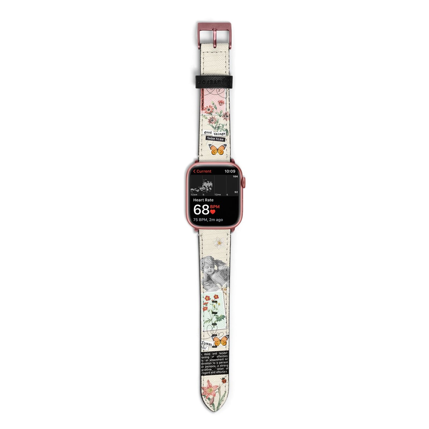 Vintage Love Collage Apple Watch Strap Size 38mm with Rose Gold Hardware