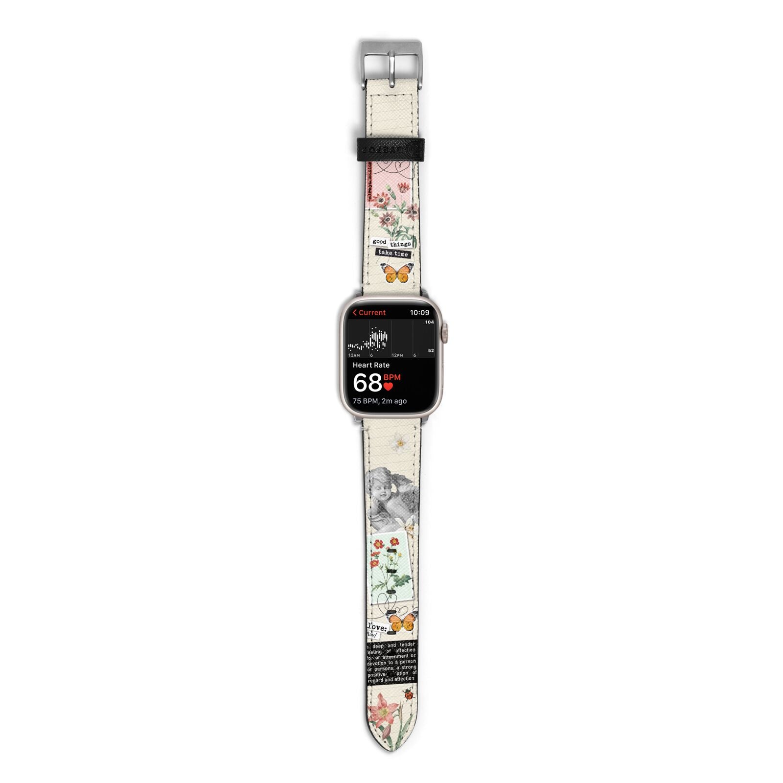 Vintage Love Collage Apple Watch Strap Size 38mm with Silver Hardware