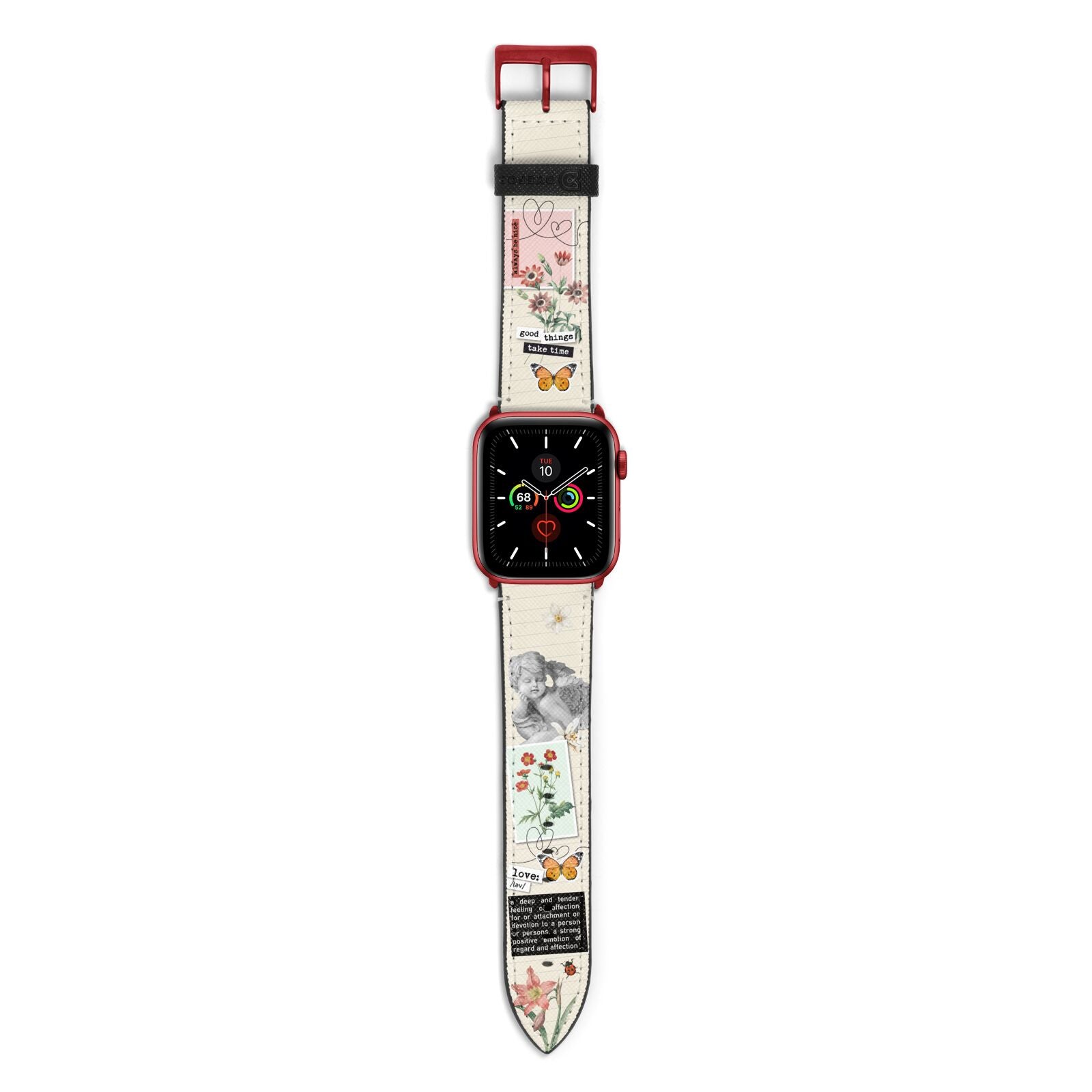 Vintage Love Collage Apple Watch Strap with Red Hardware