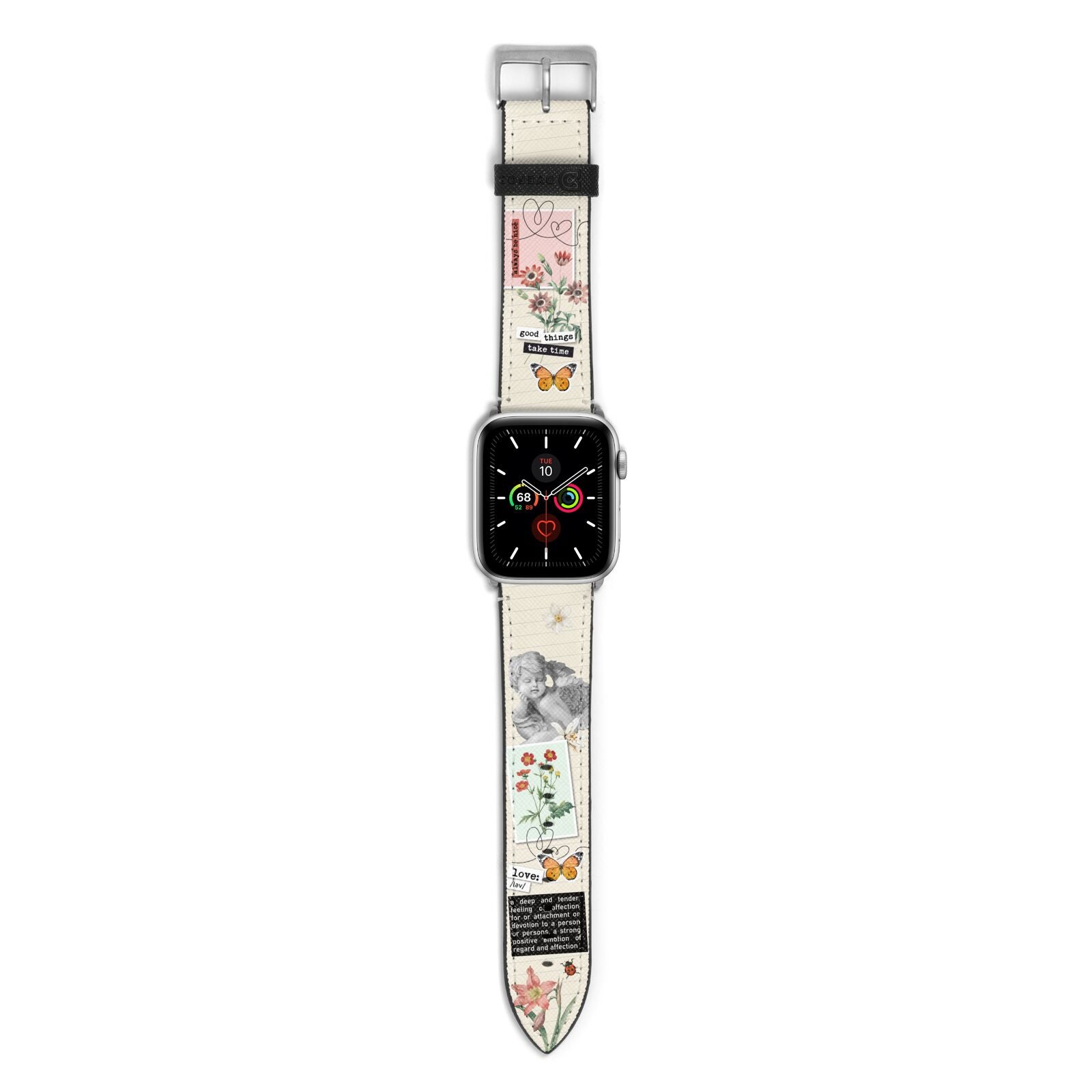 Vintage Love Collage Apple Watch Strap with Silver Hardware