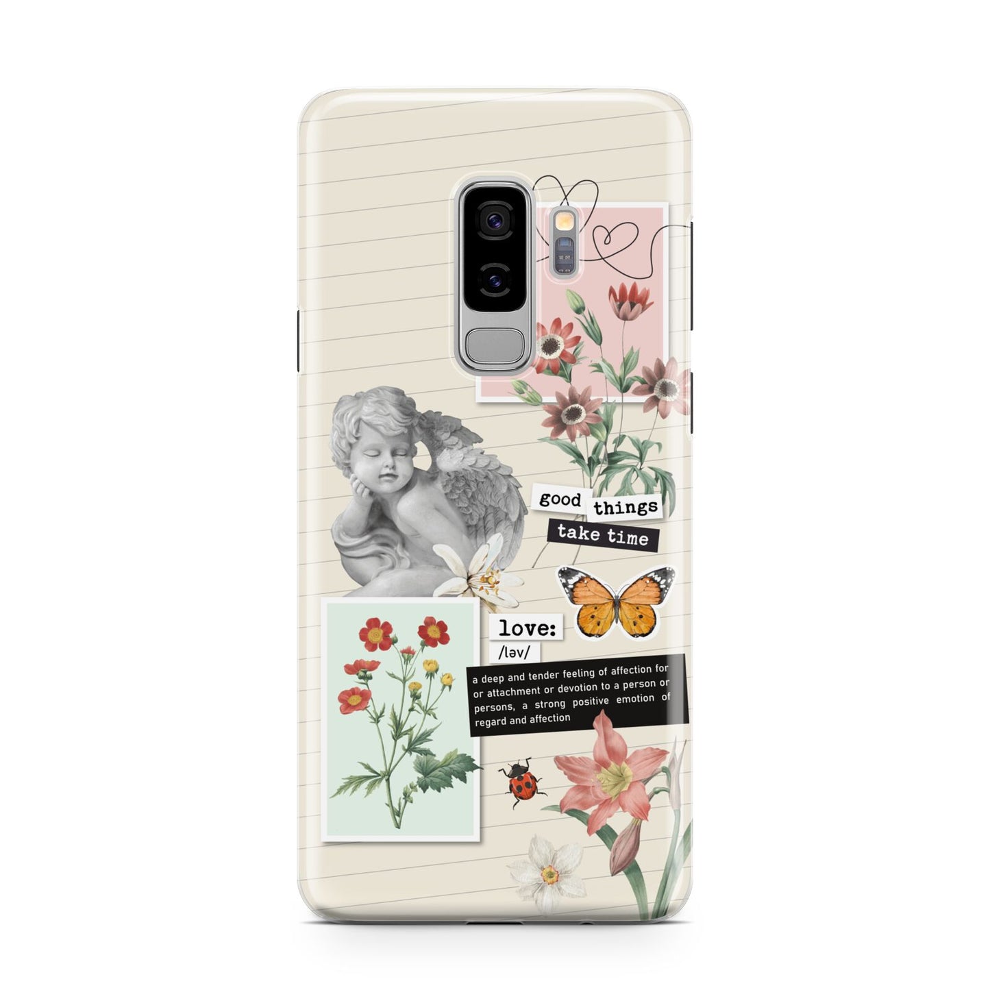 Vintage Love Collage Samsung Galaxy S9 Plus Case on Silver phone