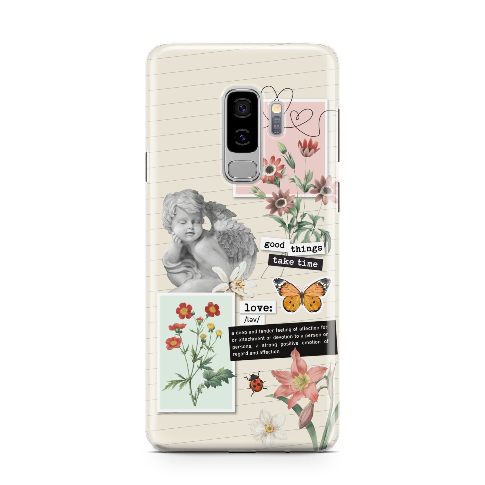 Vintage Love Collage Samsung Galaxy S9 Plus Case on Silver phone