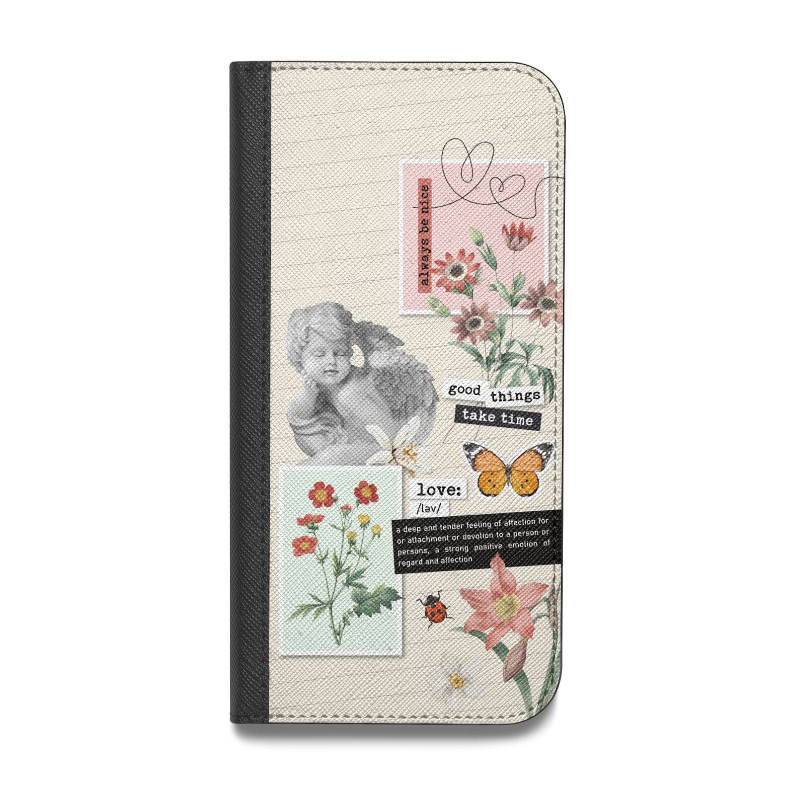Vintage Love Collage Vegan Leather Flip iPhone Case