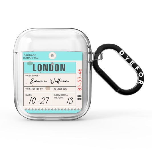Vintage Luggage Tag AirPods Clear Case