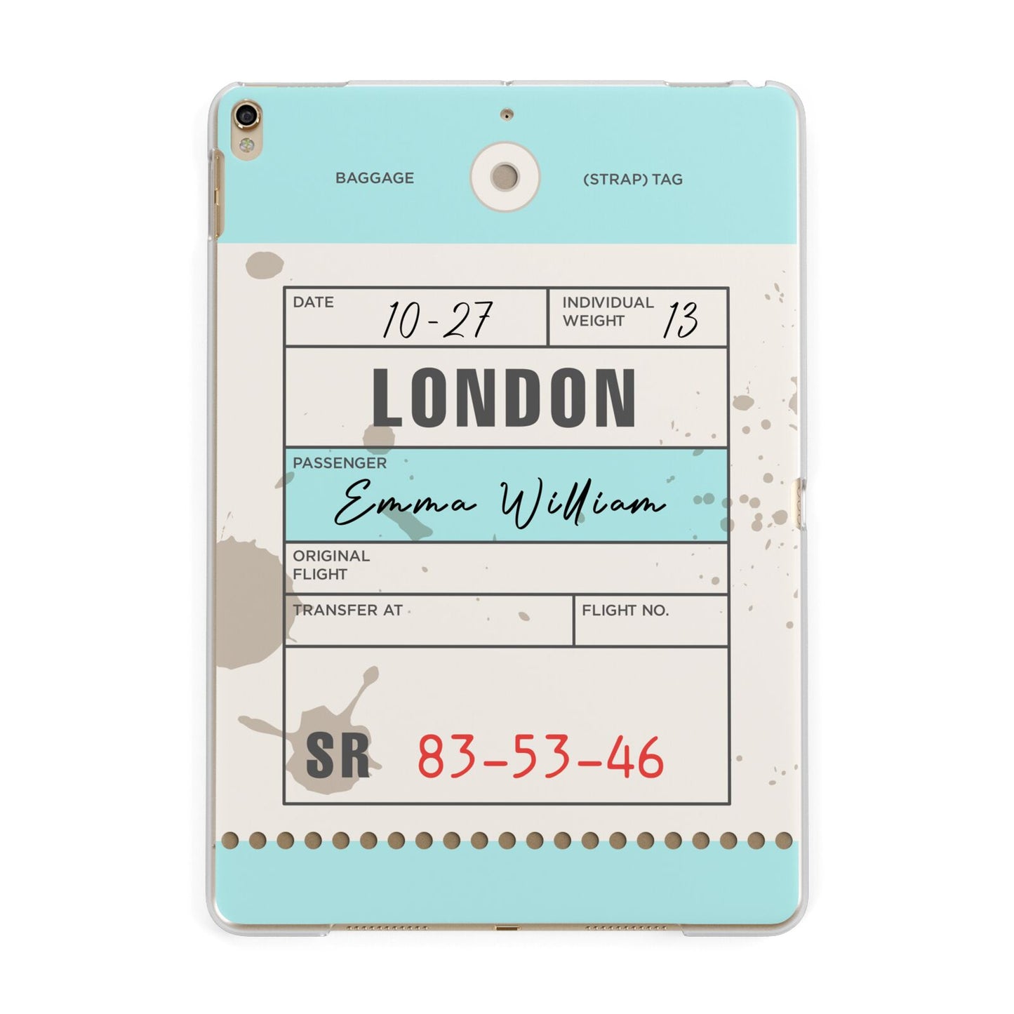 Vintage Luggage Tag Apple iPad Gold Case