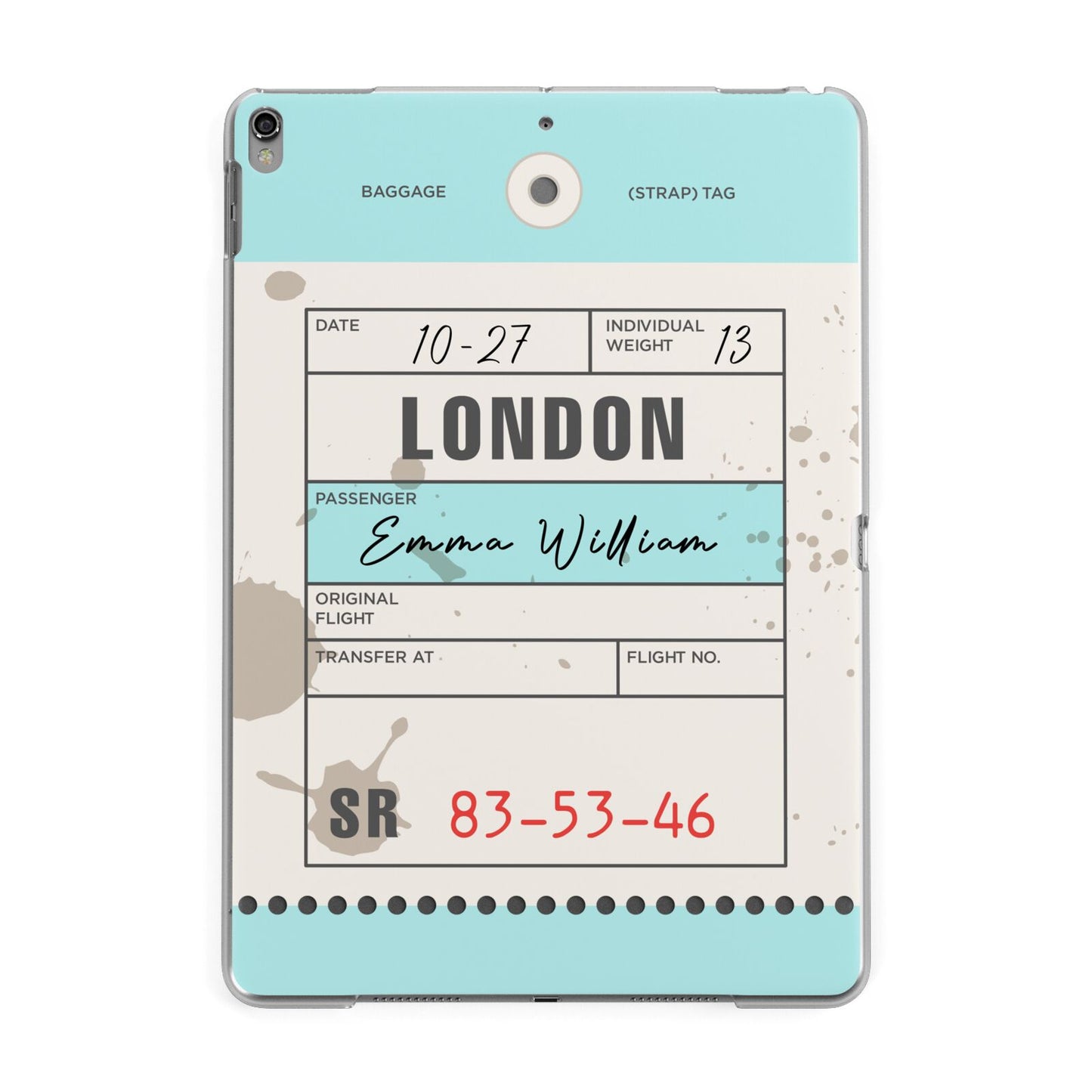 Vintage Luggage Tag Apple iPad Grey Case
