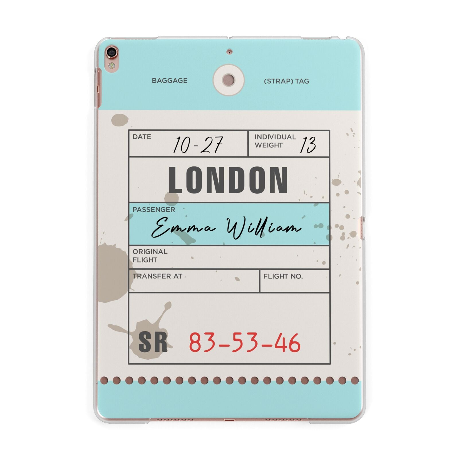 Vintage Luggage Tag Apple iPad Rose Gold Case