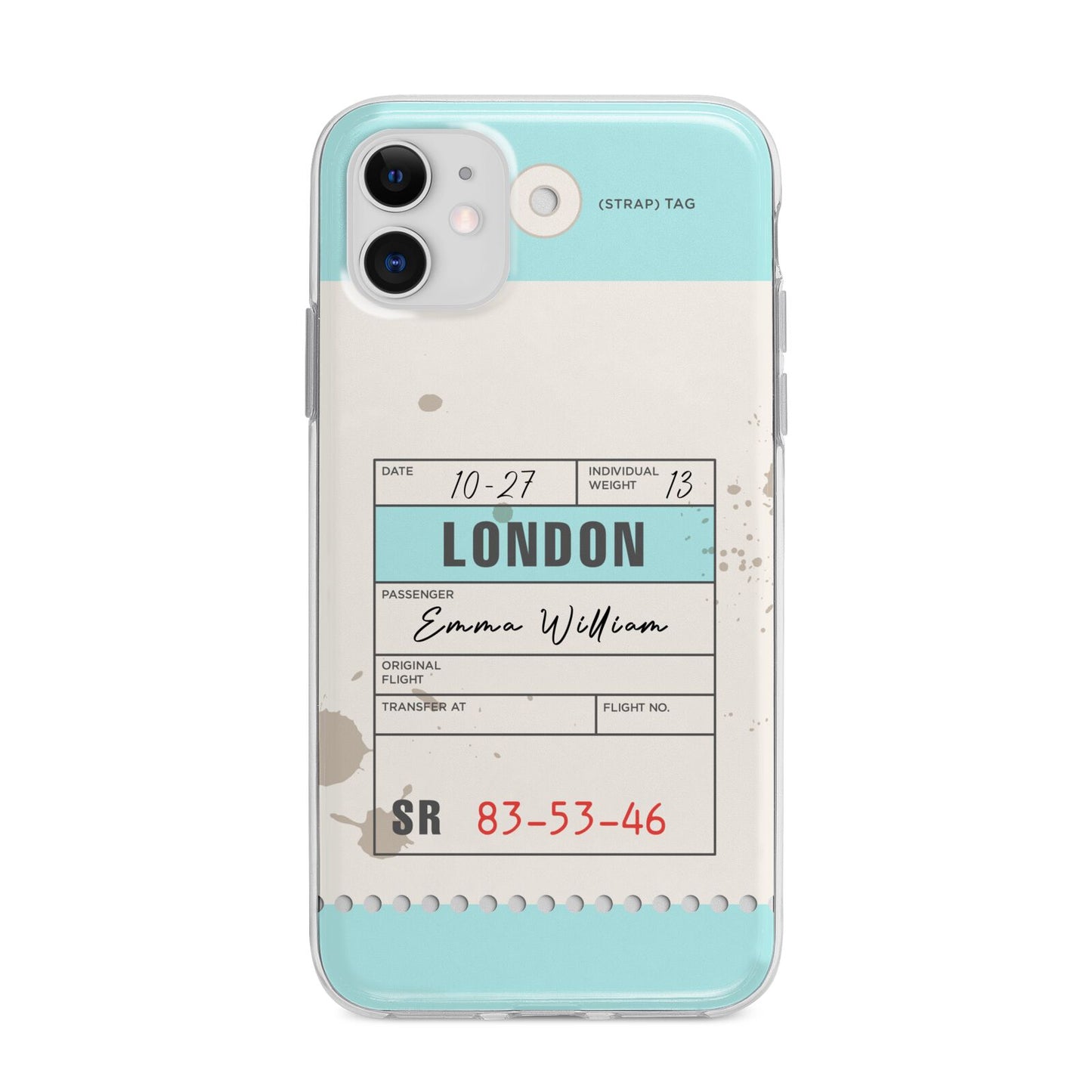 Vintage Luggage Tag Apple iPhone 11 in White with Bumper Case