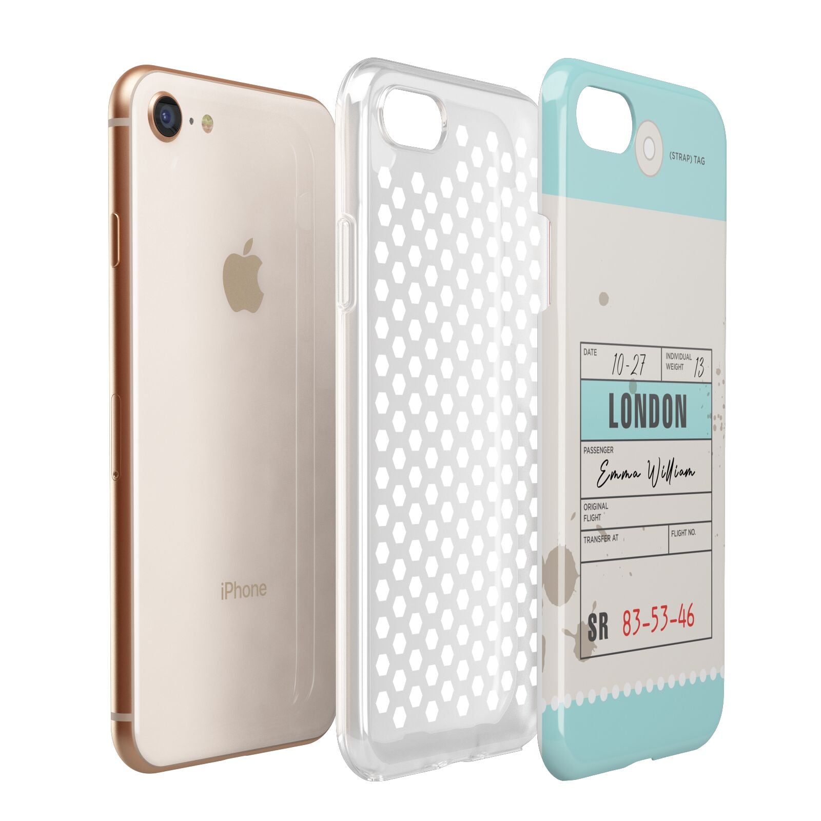 Vintage Luggage Tag Apple iPhone 7 8 3D Tough Case Expanded View