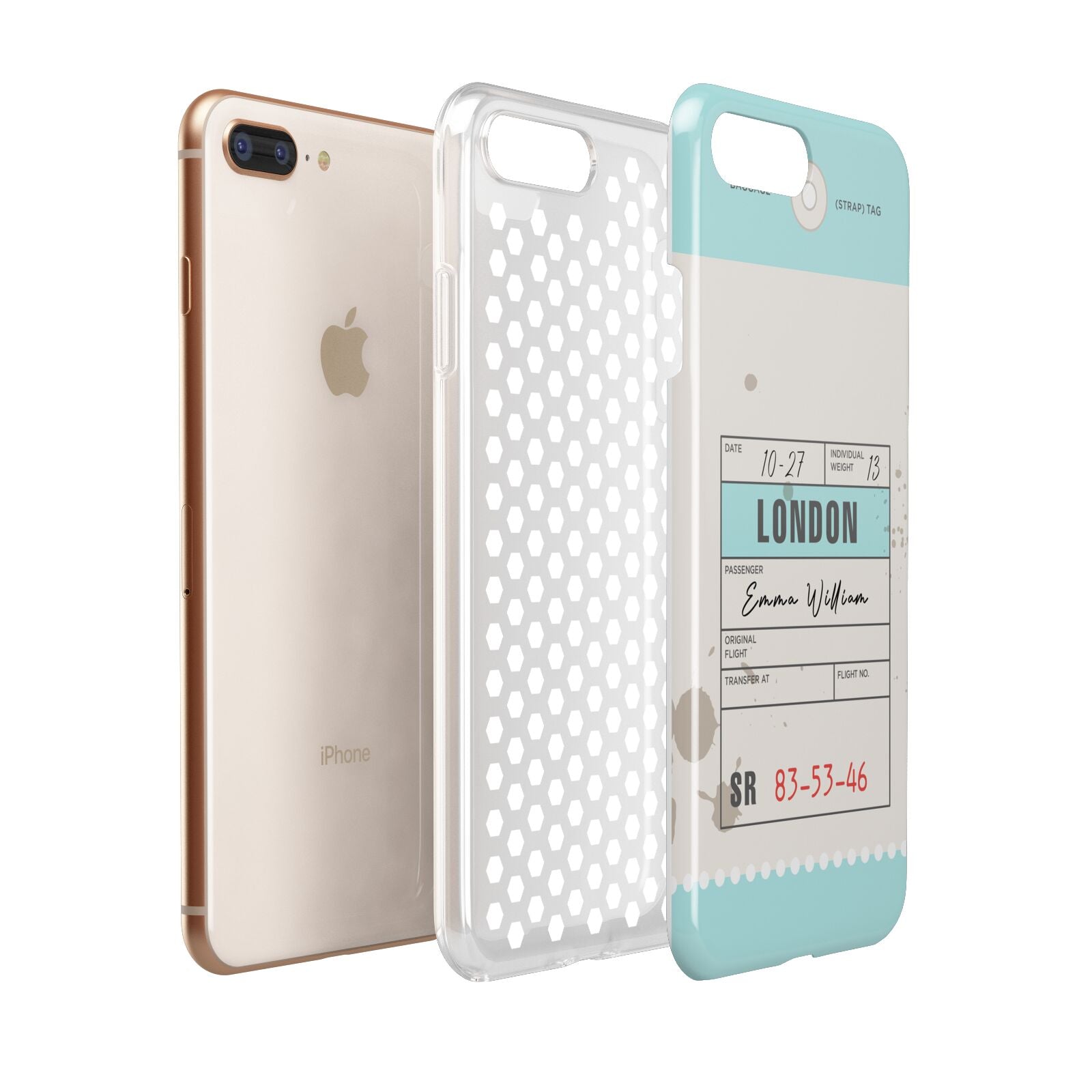 Vintage Luggage Tag Apple iPhone 7 8 Plus 3D Tough Case Expanded View