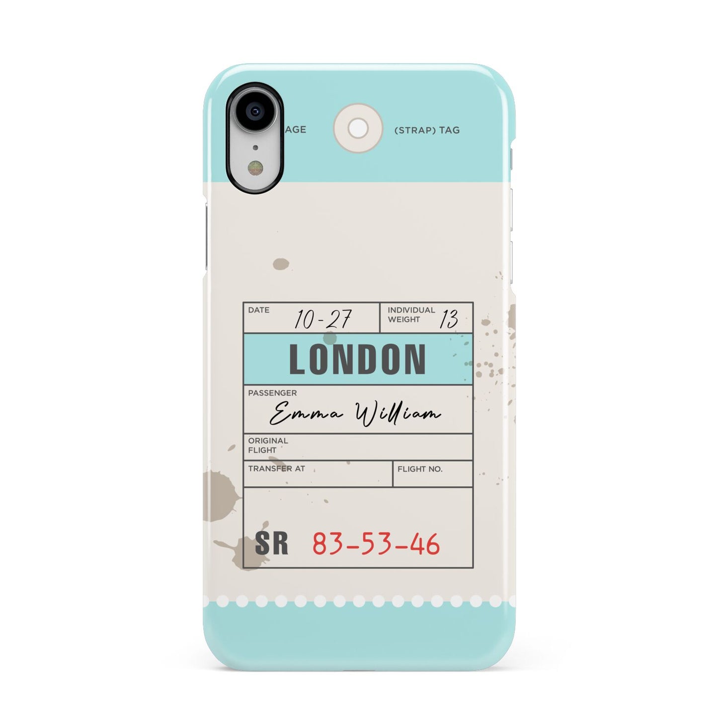 Vintage Luggage Tag Apple iPhone XR White 3D Snap Case