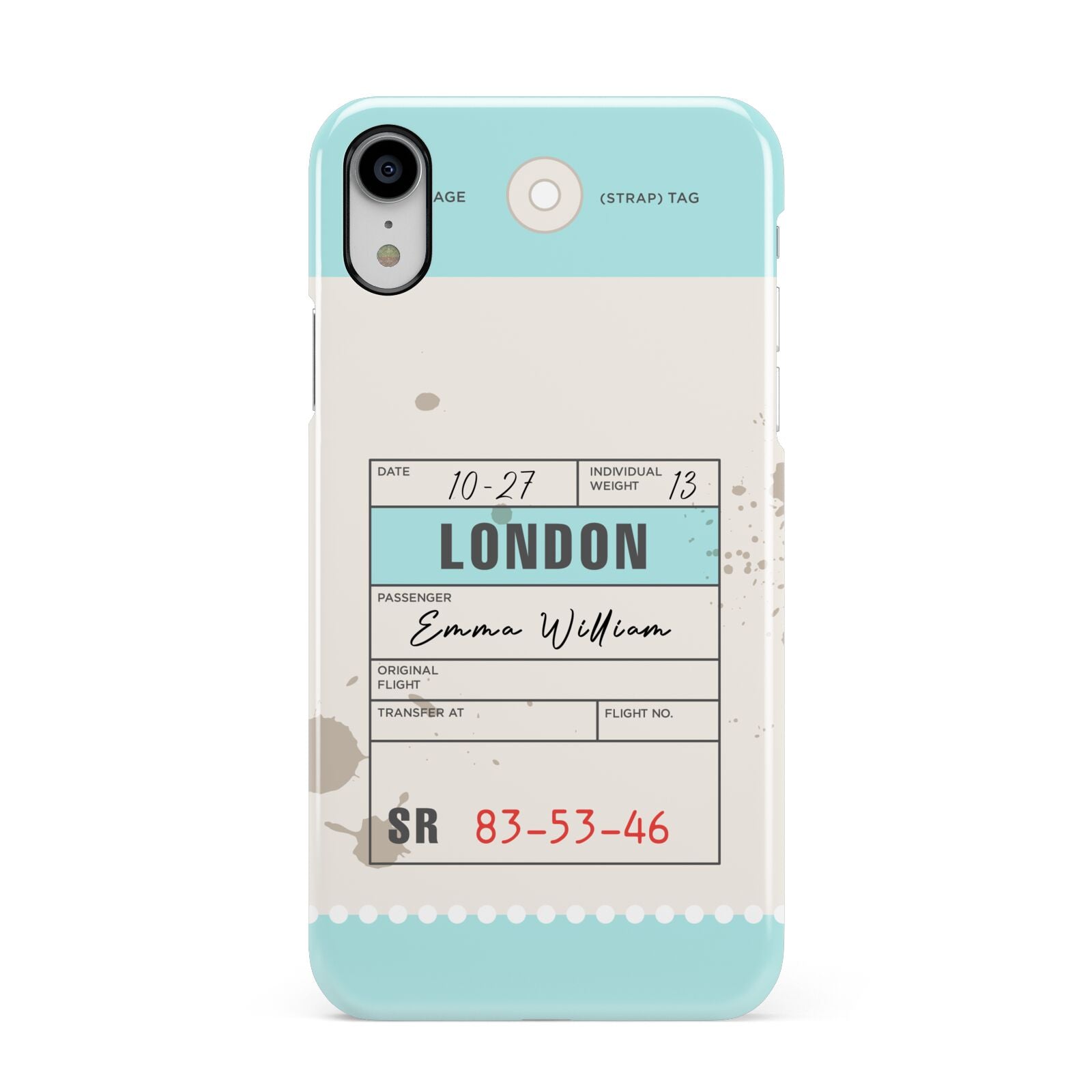 Vintage Luggage Tag Apple iPhone XR White 3D Snap Case