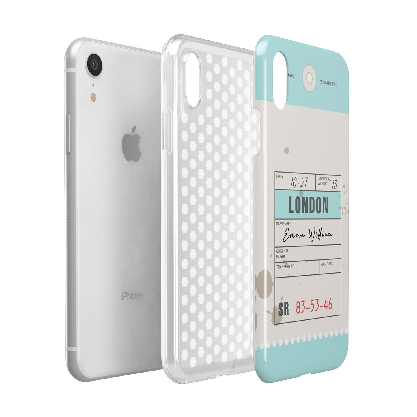 Vintage Luggage Tag Apple iPhone XR White 3D Tough Case Expanded view