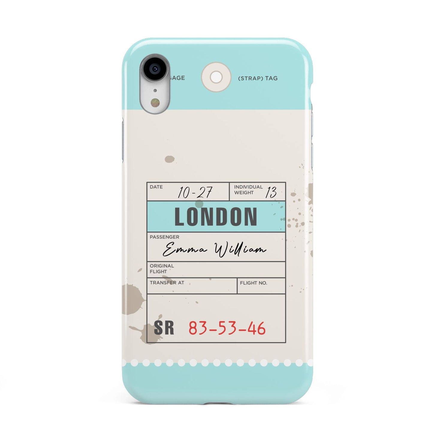 Vintage Luggage Tag Apple iPhone XR White 3D Tough Case