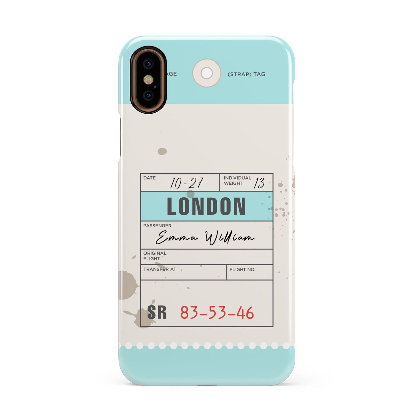 Vintage Luggage Tag Apple iPhone XS 3D Snap Case