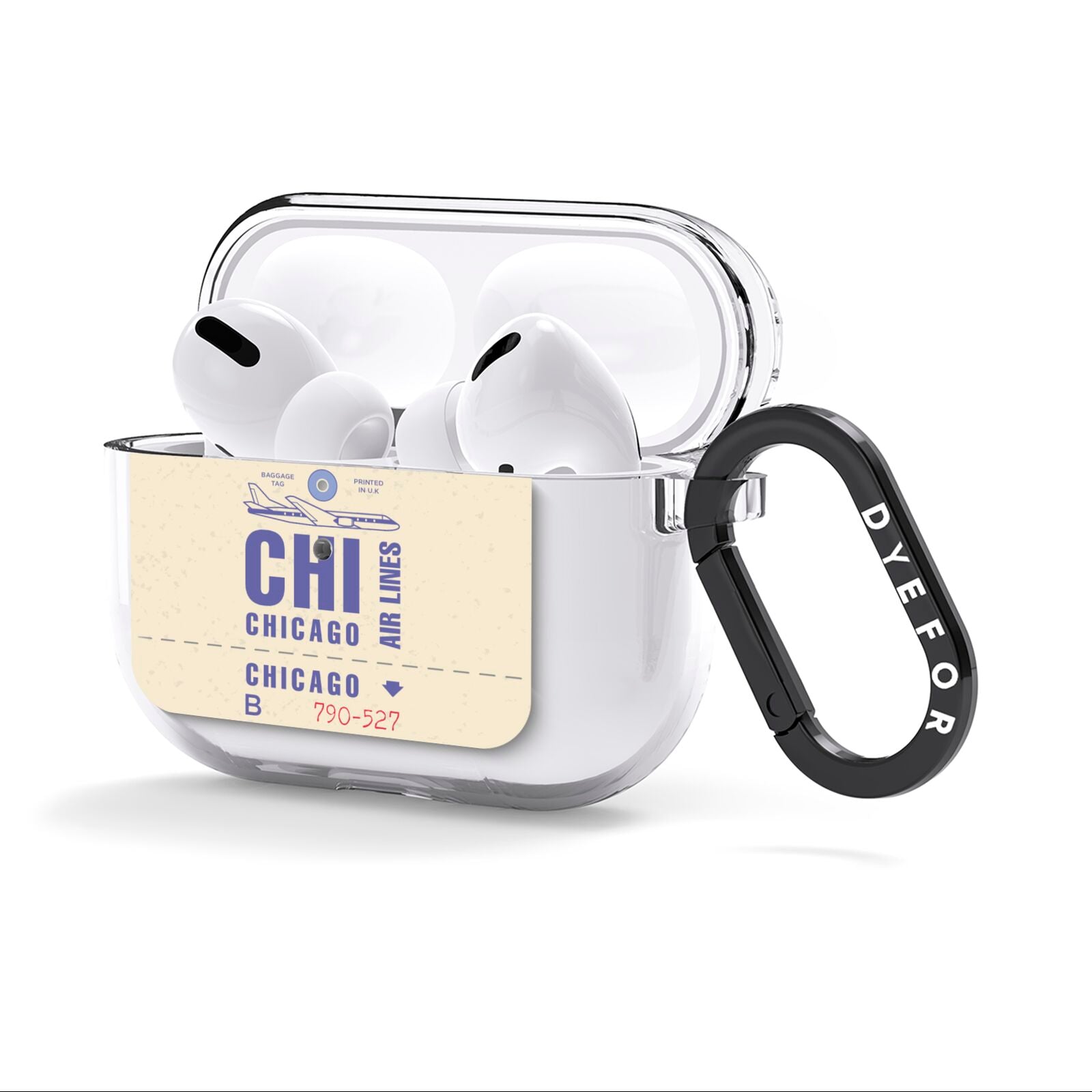 Vintage Luggage Tag Custom AirPods Clear Case 3rd Gen Side Image