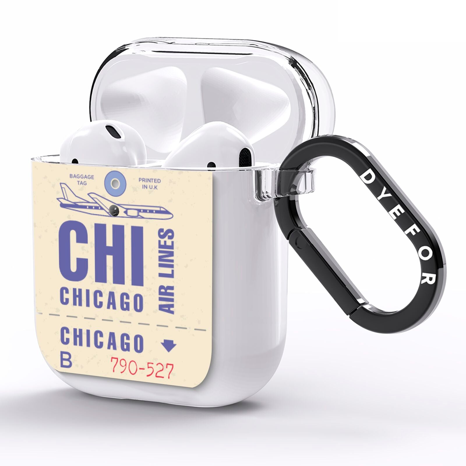Vintage Luggage Tag Custom AirPods Clear Case Side Image