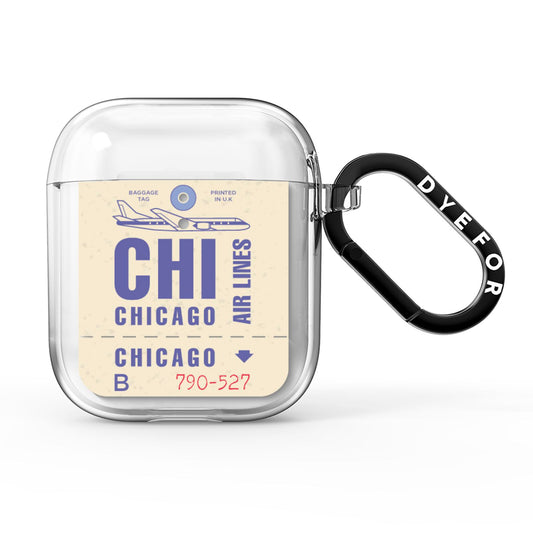 Vintage Luggage Tag Custom AirPods Clear Case