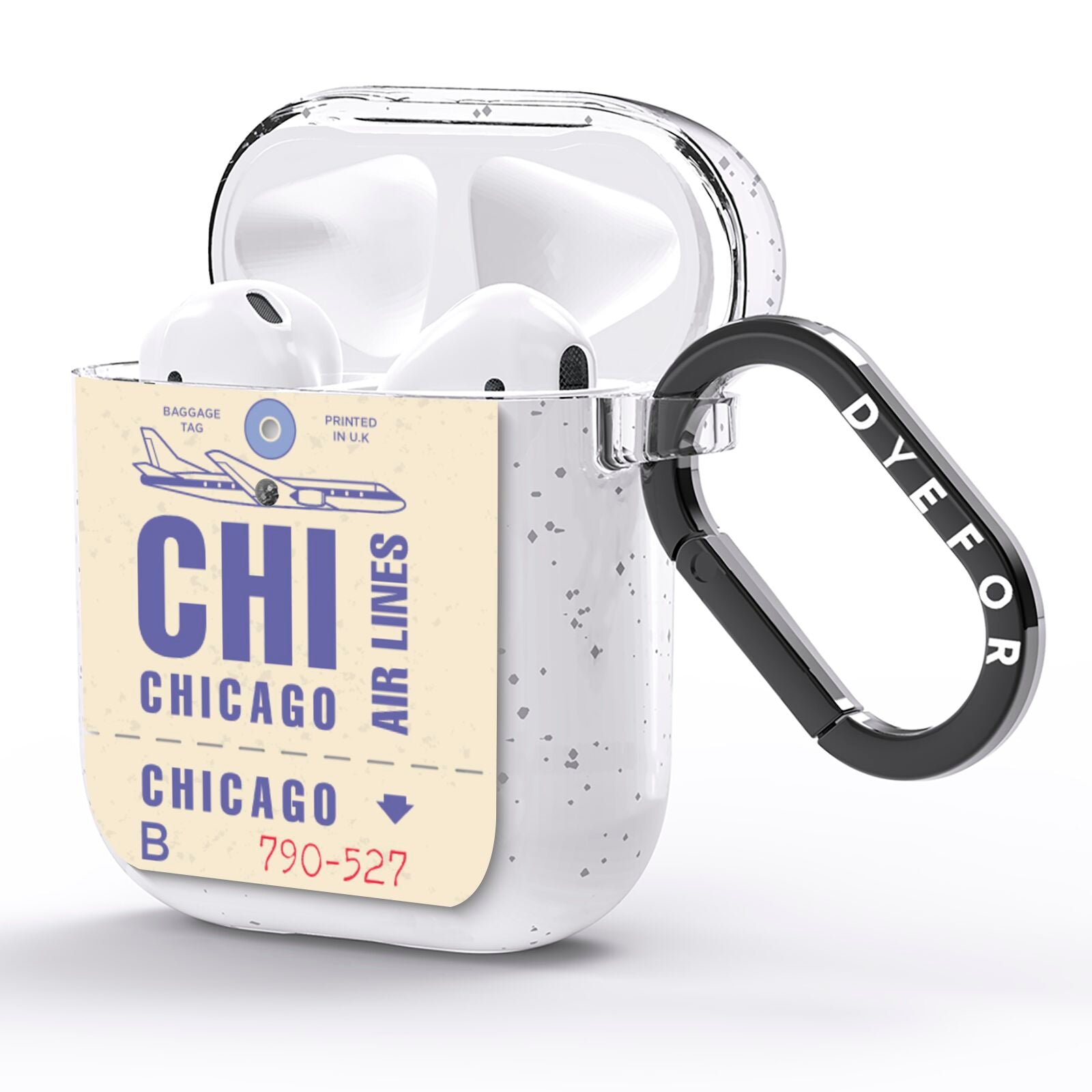 Vintage Luggage Tag Custom AirPods Glitter Case Side Image