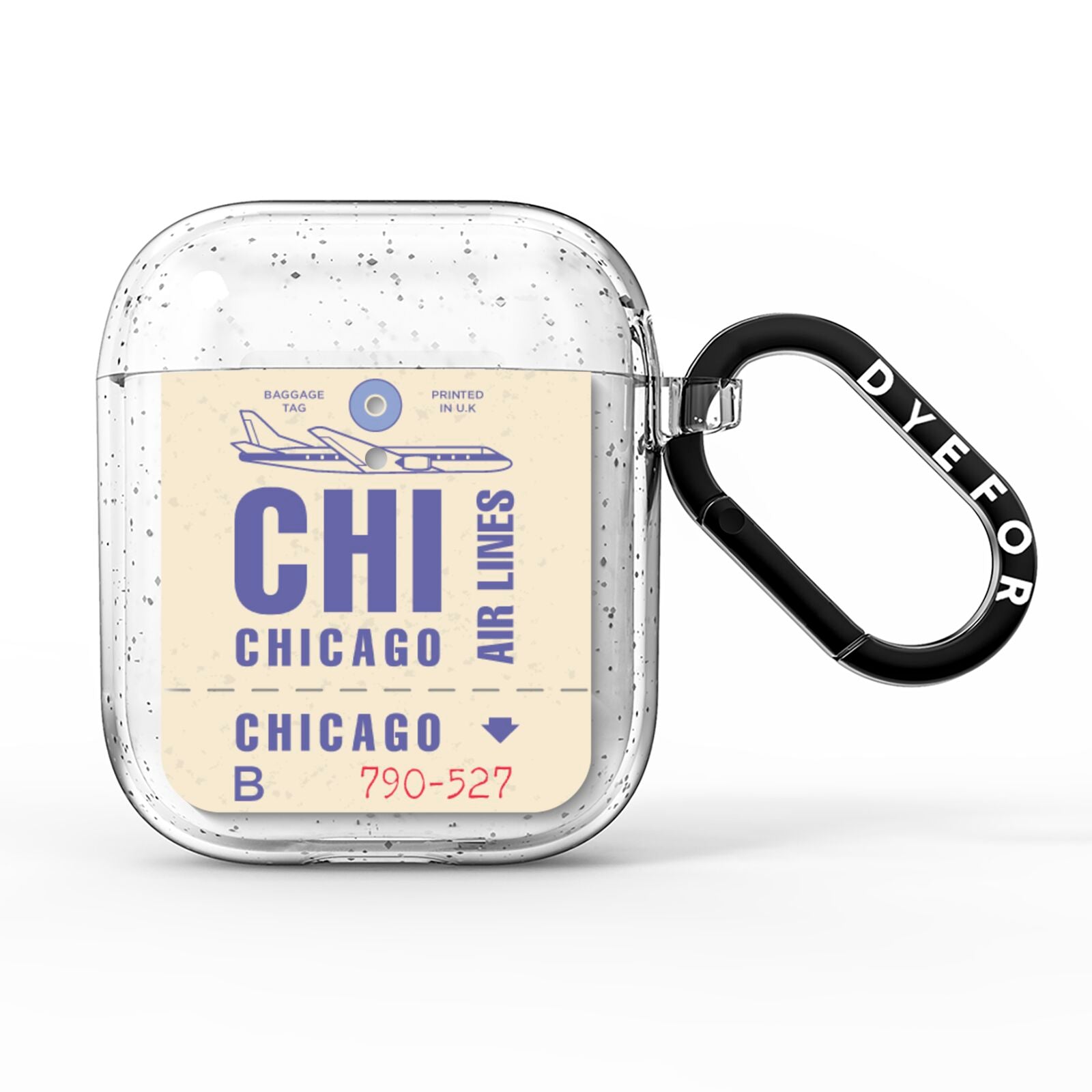 Vintage Luggage Tag Custom AirPods Glitter Case