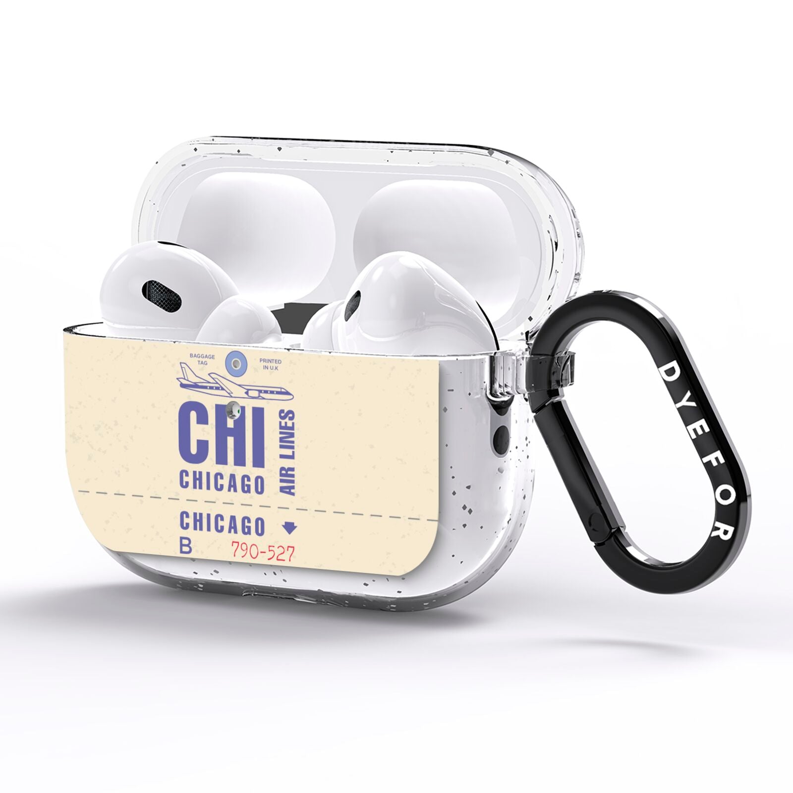 Vintage Luggage Tag Custom AirPods Pro Glitter Case Side Image