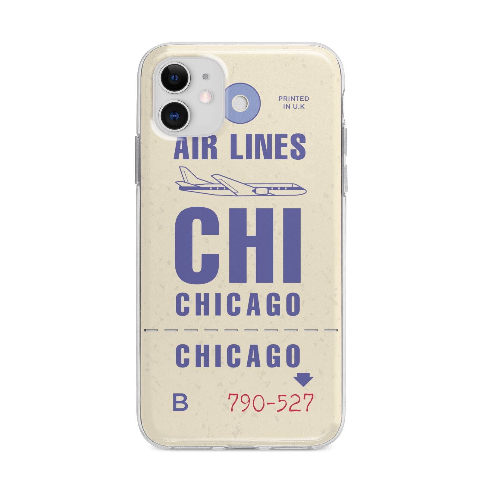 Vintage Luggage Tag Custom Apple iPhone 11 in White with Bumper Case