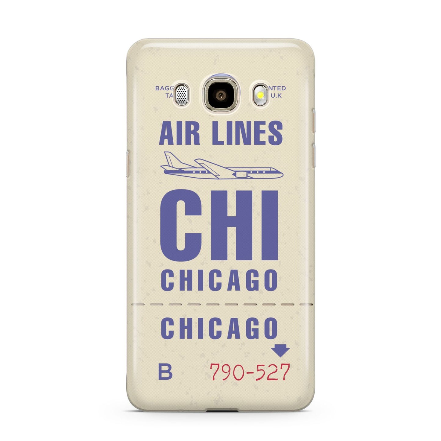 Vintage Luggage Tag Custom Samsung Galaxy J7 2016 Case on gold phone