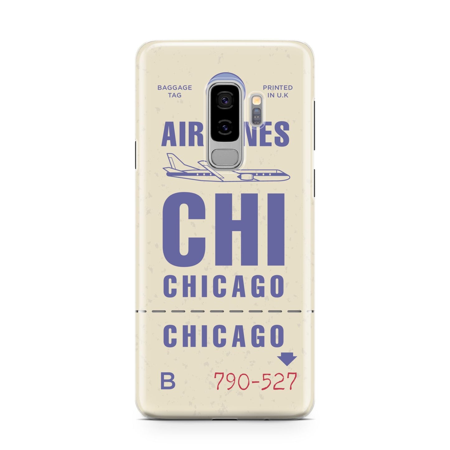 Vintage Luggage Tag Custom Samsung Galaxy S9 Plus Case on Silver phone