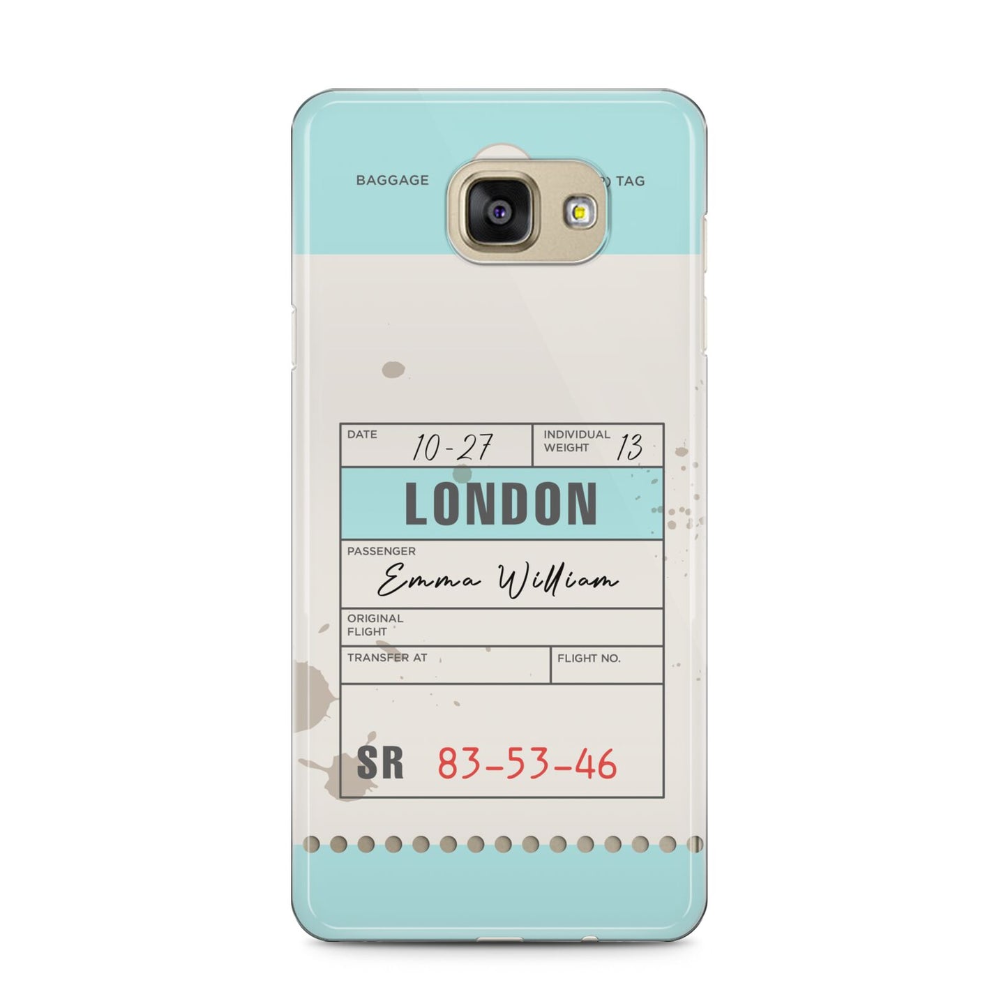 Vintage Luggage Tag Samsung Galaxy A5 2016 Case on gold phone