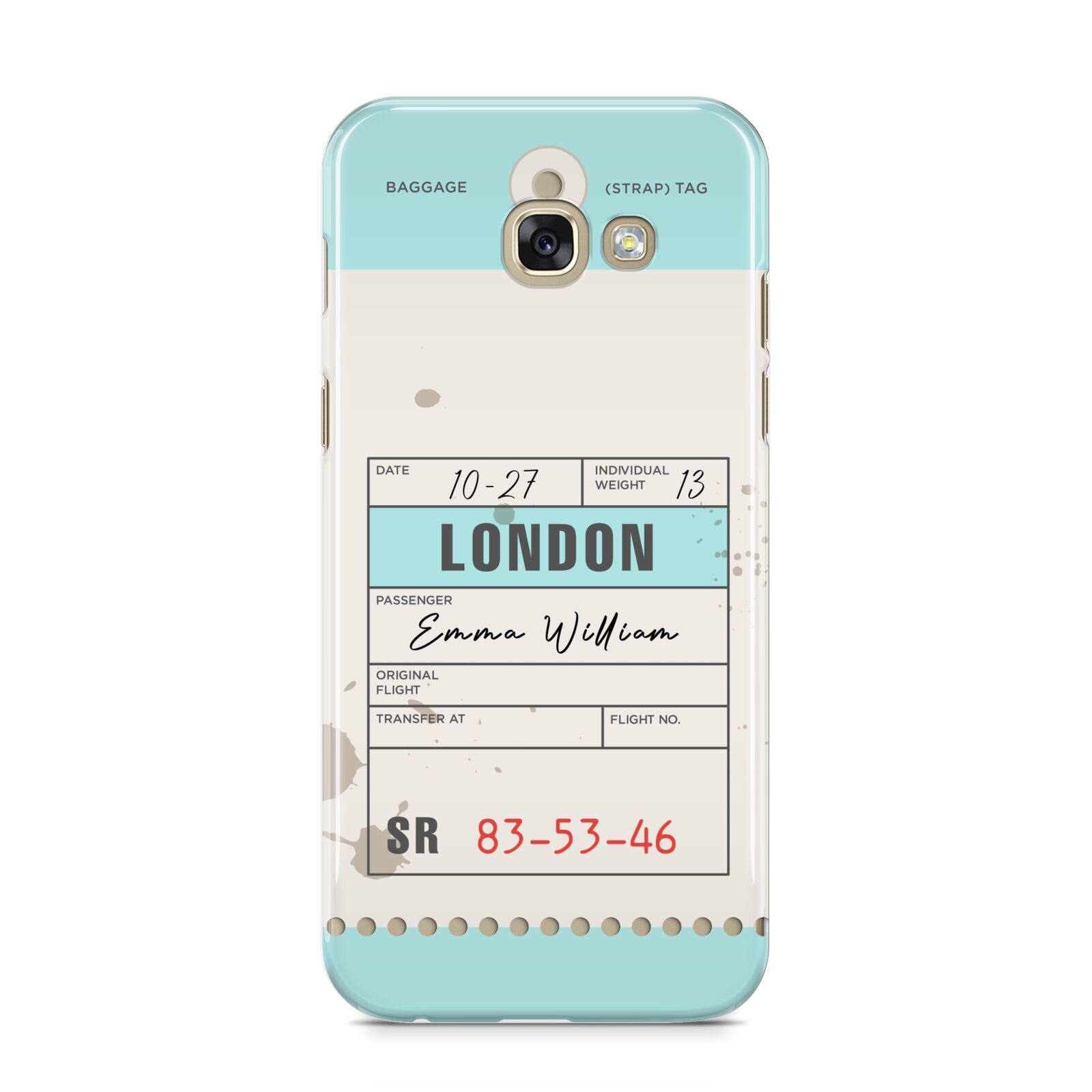 Vintage Luggage Tag Samsung Galaxy A5 2017 Case on gold phone