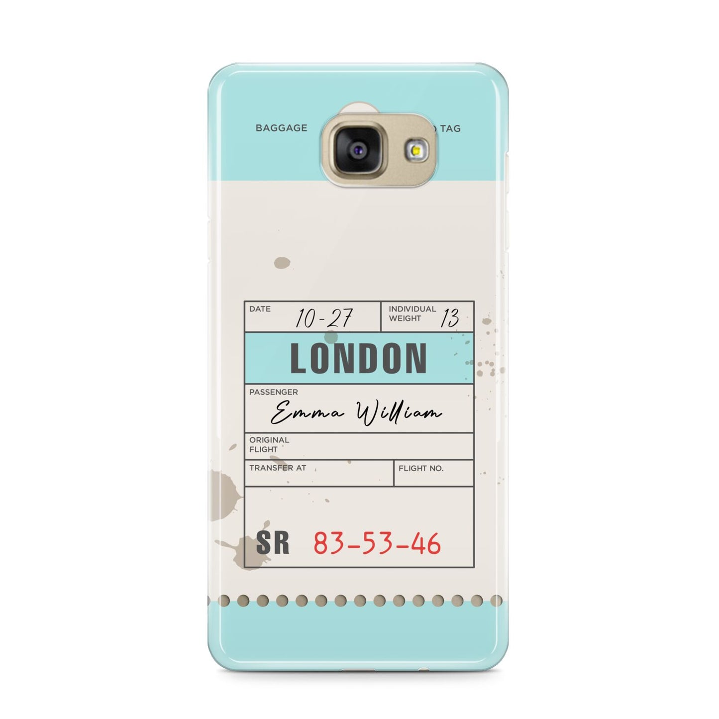 Vintage Luggage Tag Samsung Galaxy A9 2016 Case on gold phone
