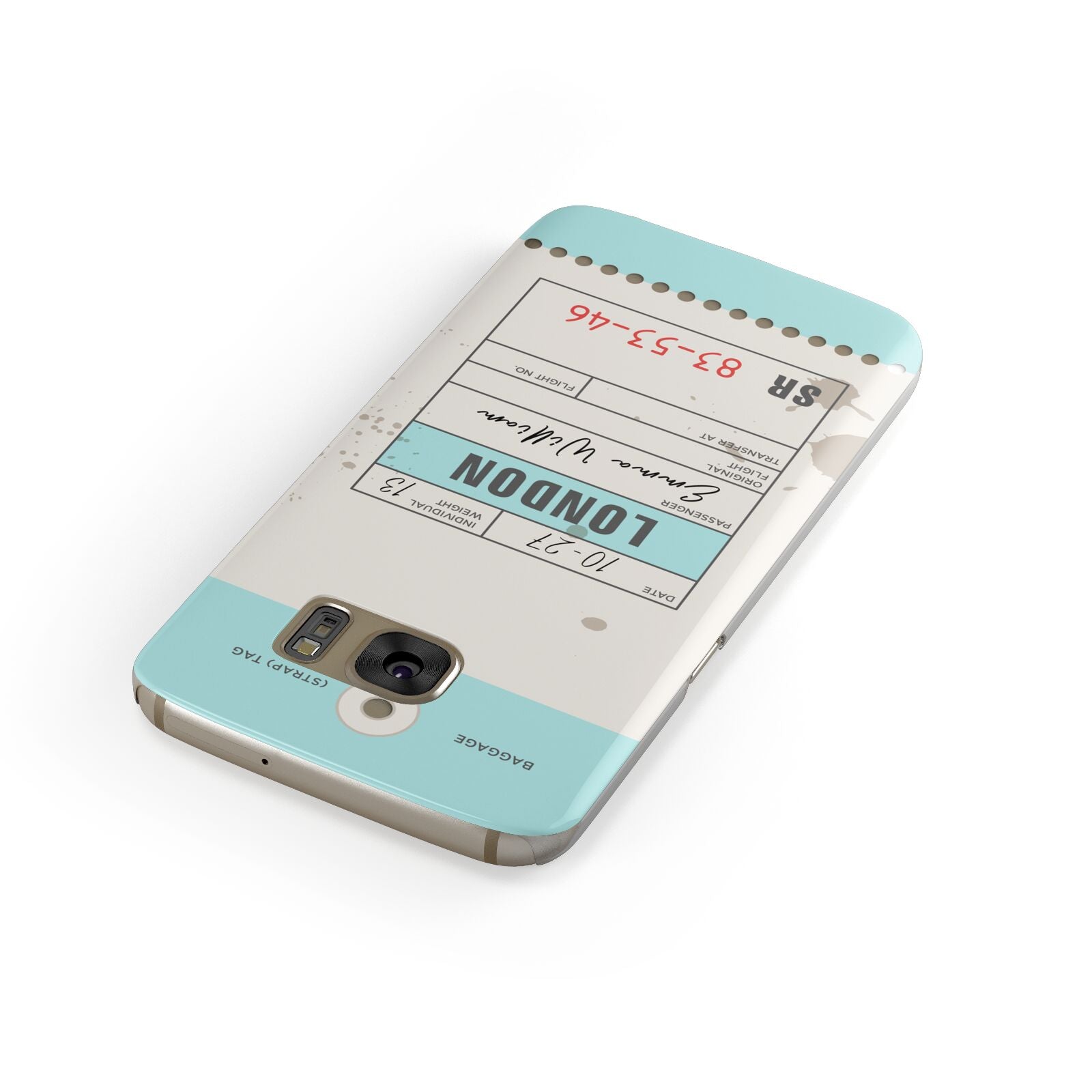 Vintage Luggage Tag Samsung Galaxy Case Front Close Up