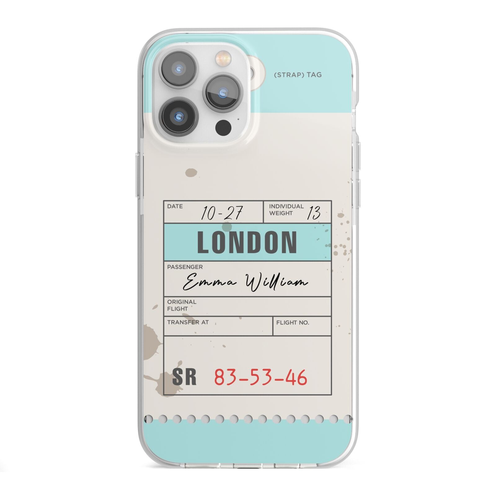 Vintage Luggage Tag iPhone 13 Pro Max TPU Impact Case with White Edges