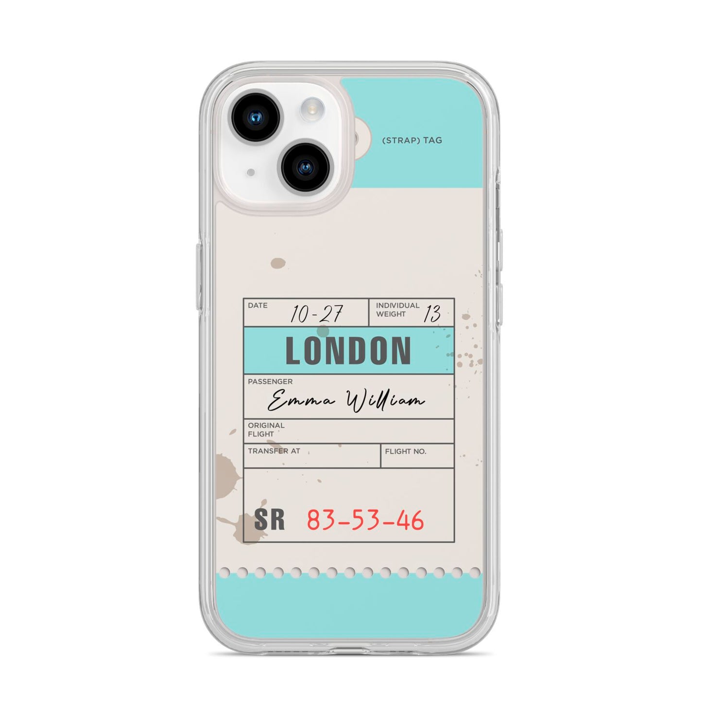 Vintage Luggage Tag iPhone 14 Clear Tough Case Starlight