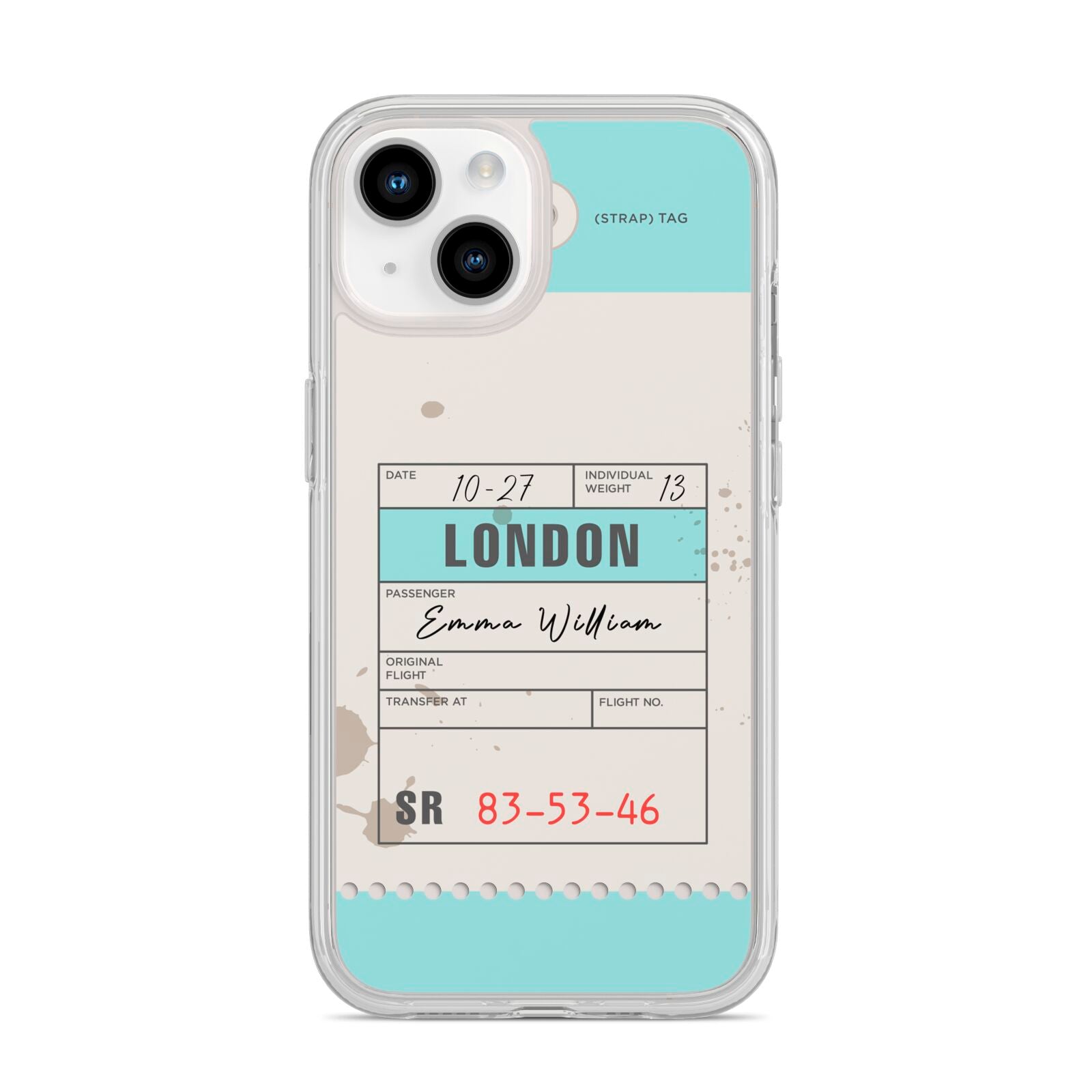 Vintage Luggage Tag iPhone 14 Clear Tough Case Starlight