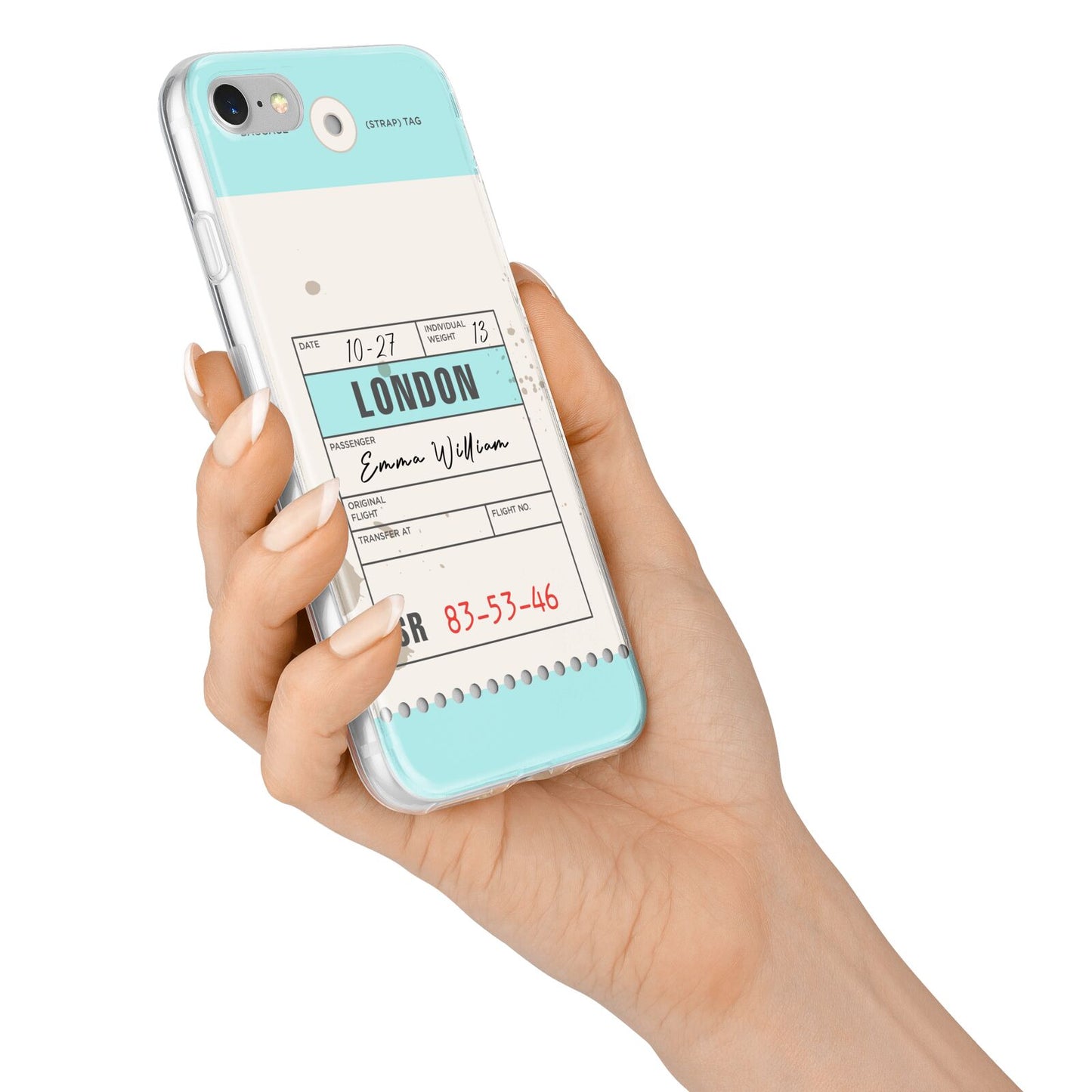 Vintage Luggage Tag iPhone 7 Bumper Case on Silver iPhone Alternative Image