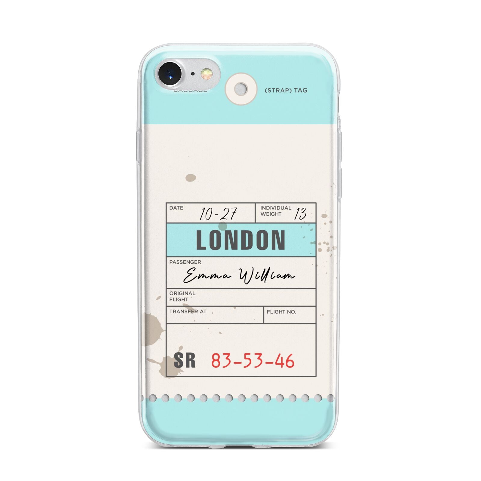 Vintage Luggage Tag iPhone 7 Bumper Case on Silver iPhone