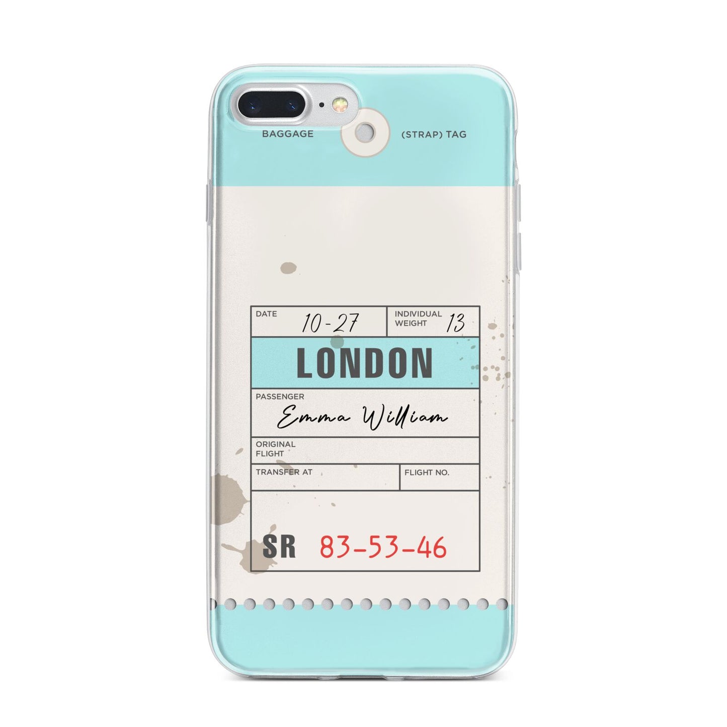 Vintage Luggage Tag iPhone 7 Plus Bumper Case on Silver iPhone