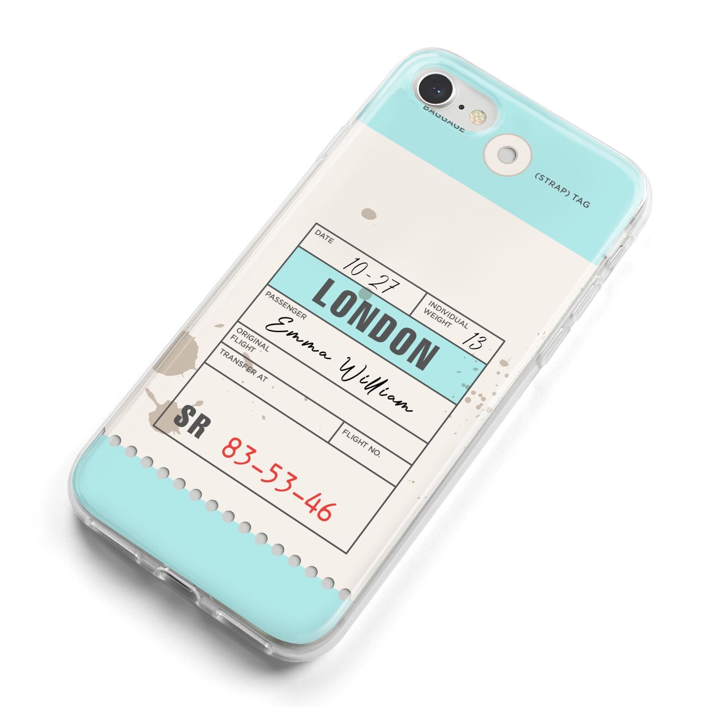 Vintage Luggage Tag iPhone 8 Bumper Case on Silver iPhone Alternative Image