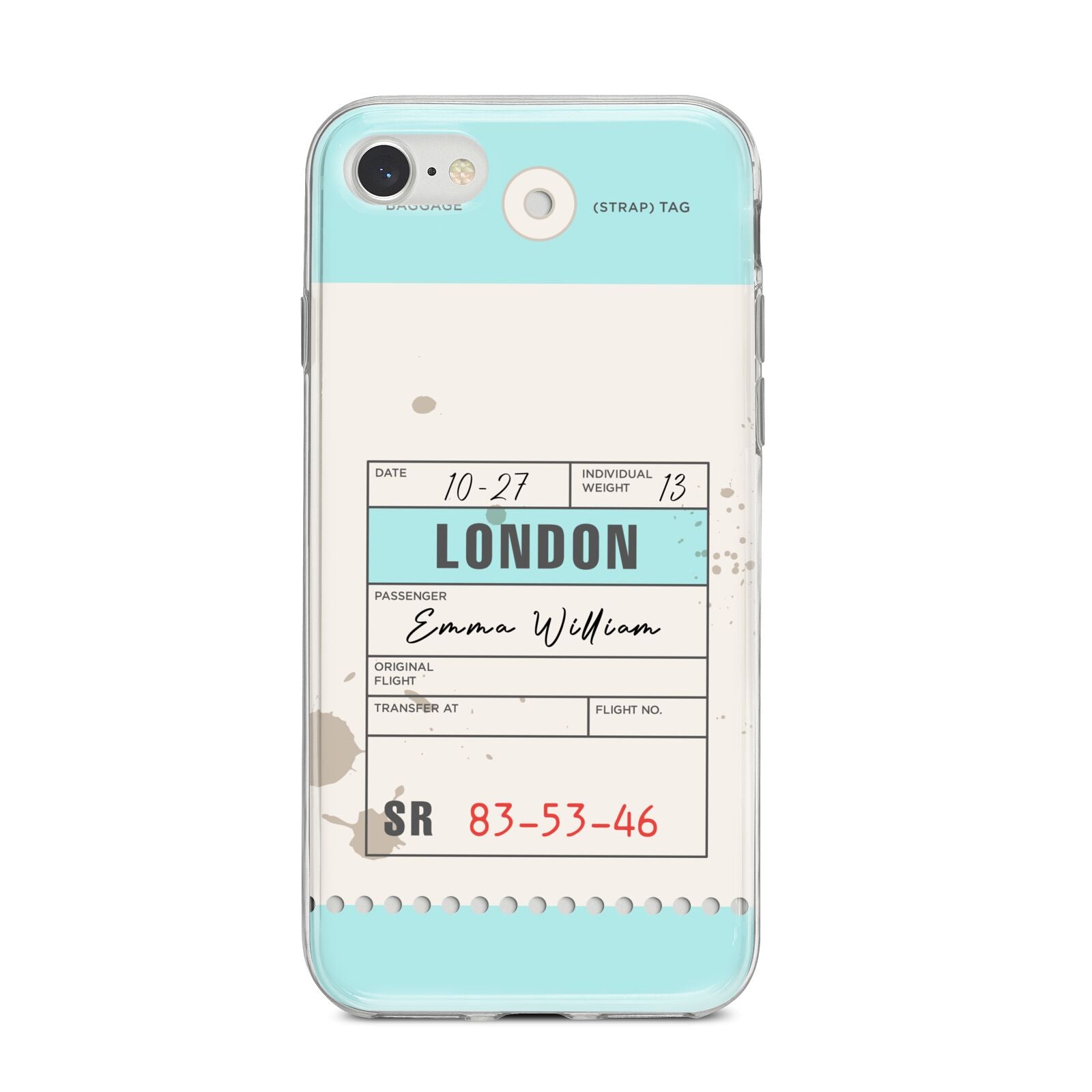 Vintage Luggage Tag iPhone 8 Bumper Case on Silver iPhone