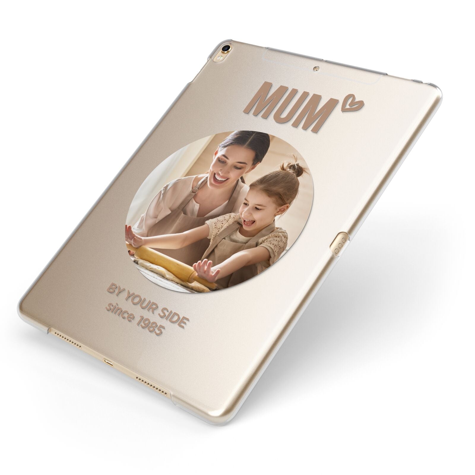 Vintage Mothers Day Photo Apple iPad Case on Gold iPad Side View
