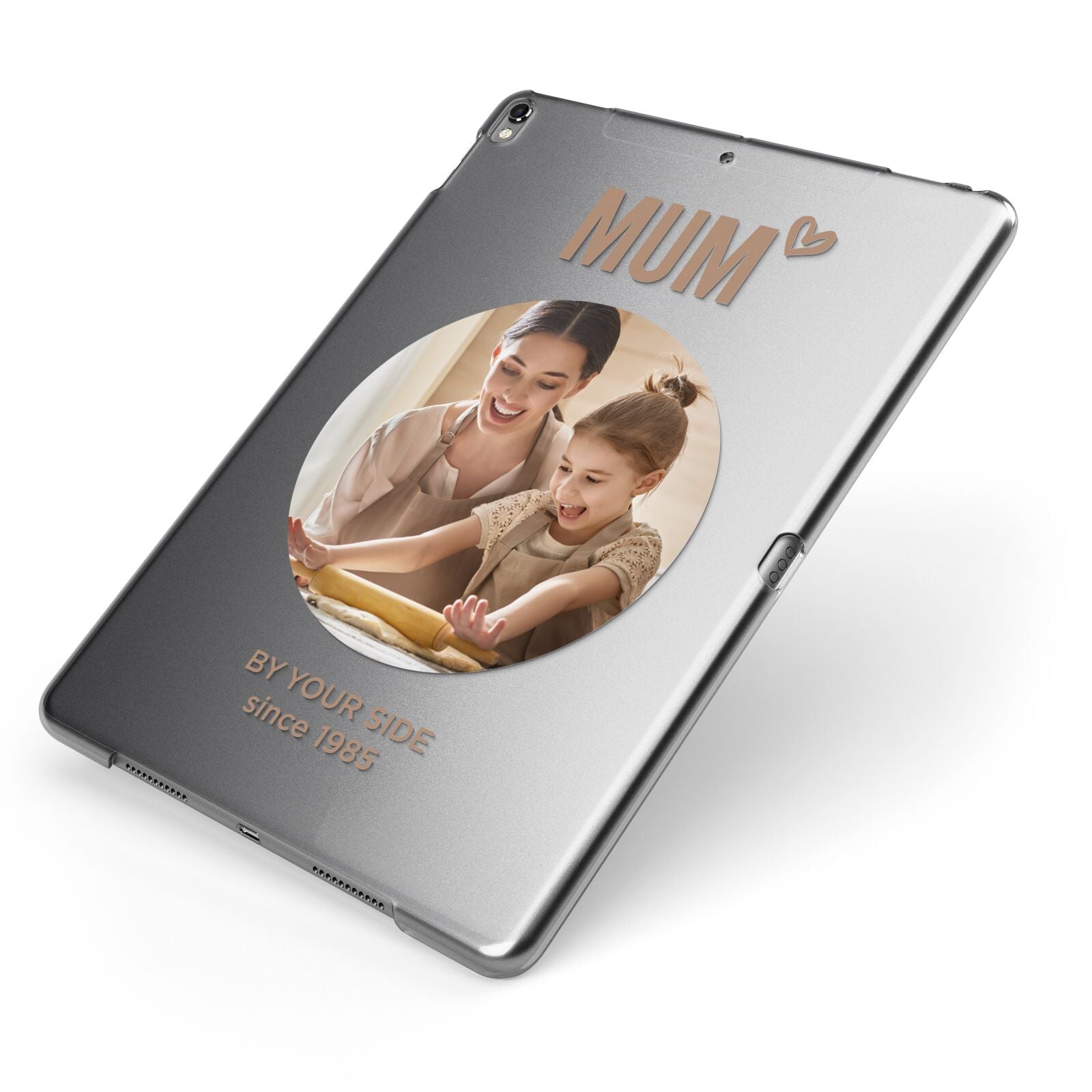 Vintage Mothers Day Photo Apple iPad Case on Grey iPad Side View