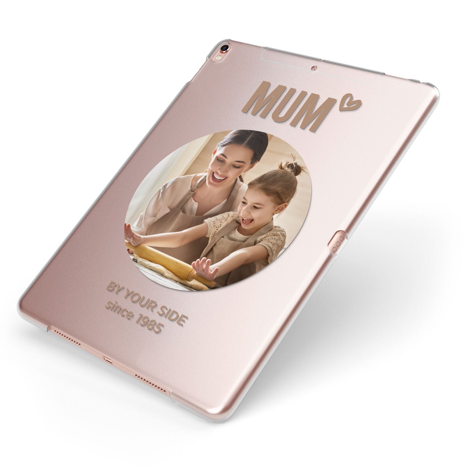 Vintage Mothers Day Photo Apple iPad Case on Rose Gold iPad Side View
