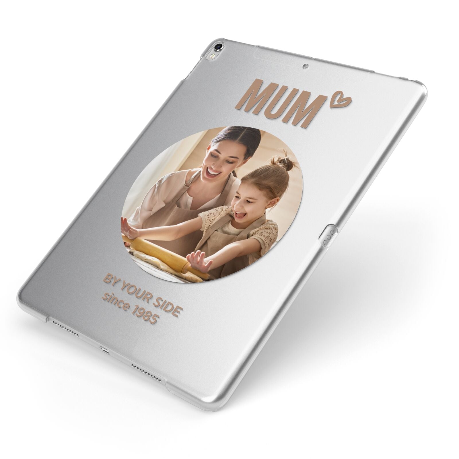 Vintage Mothers Day Photo Apple iPad Case on Silver iPad Side View