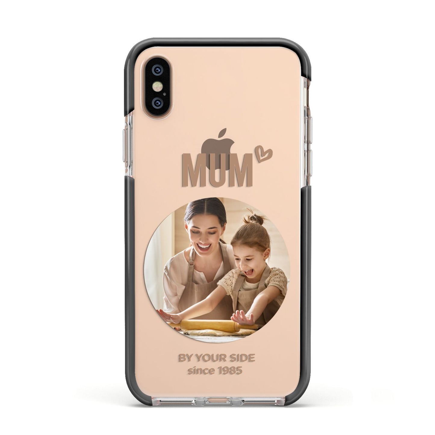Vintage Mothers Day Photo Apple iPhone Xs Impact Case Black Edge on Gold Phone
