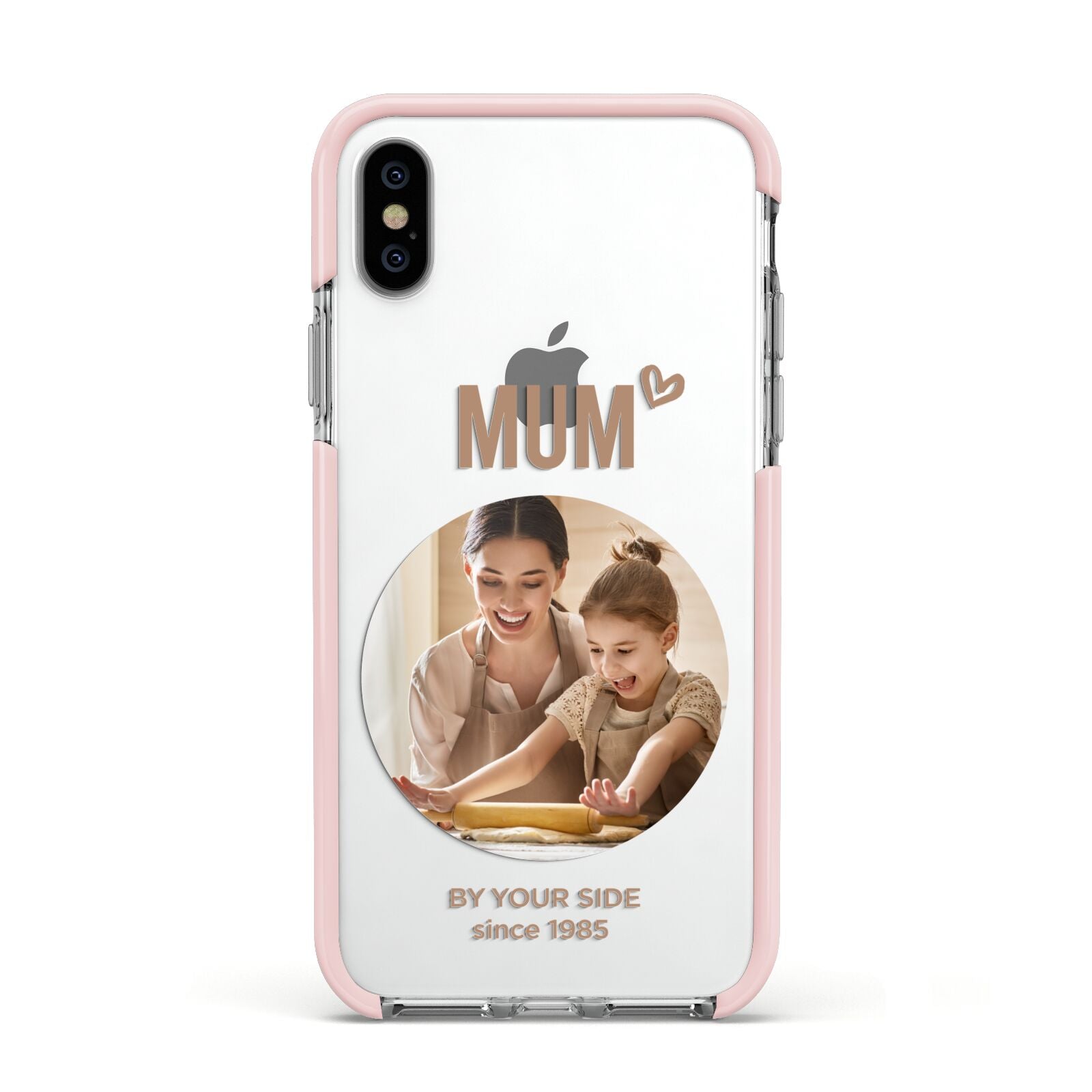 Vintage Mothers Day Photo Apple iPhone Xs Impact Case Pink Edge on Silver Phone
